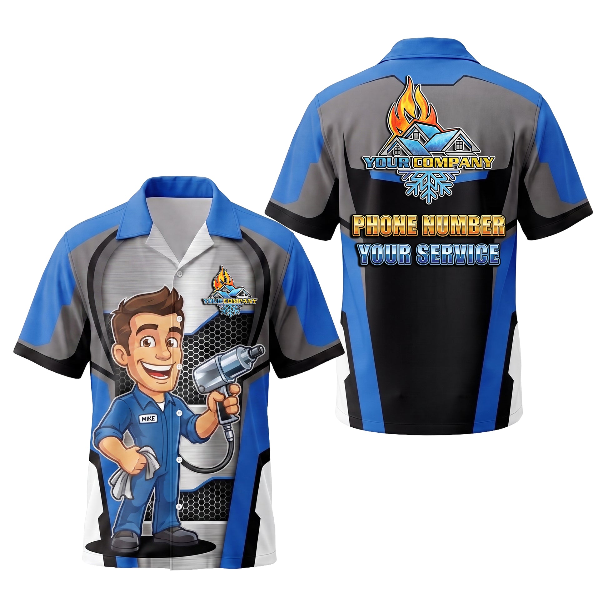 Impact Wrench Mechanic Blue Mechanic mascot shirt MEMC01B - key