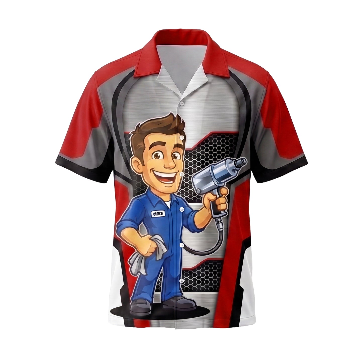 Impact Wrench Mechanic Red Mechanic mascot shirt MEMC01R - front
