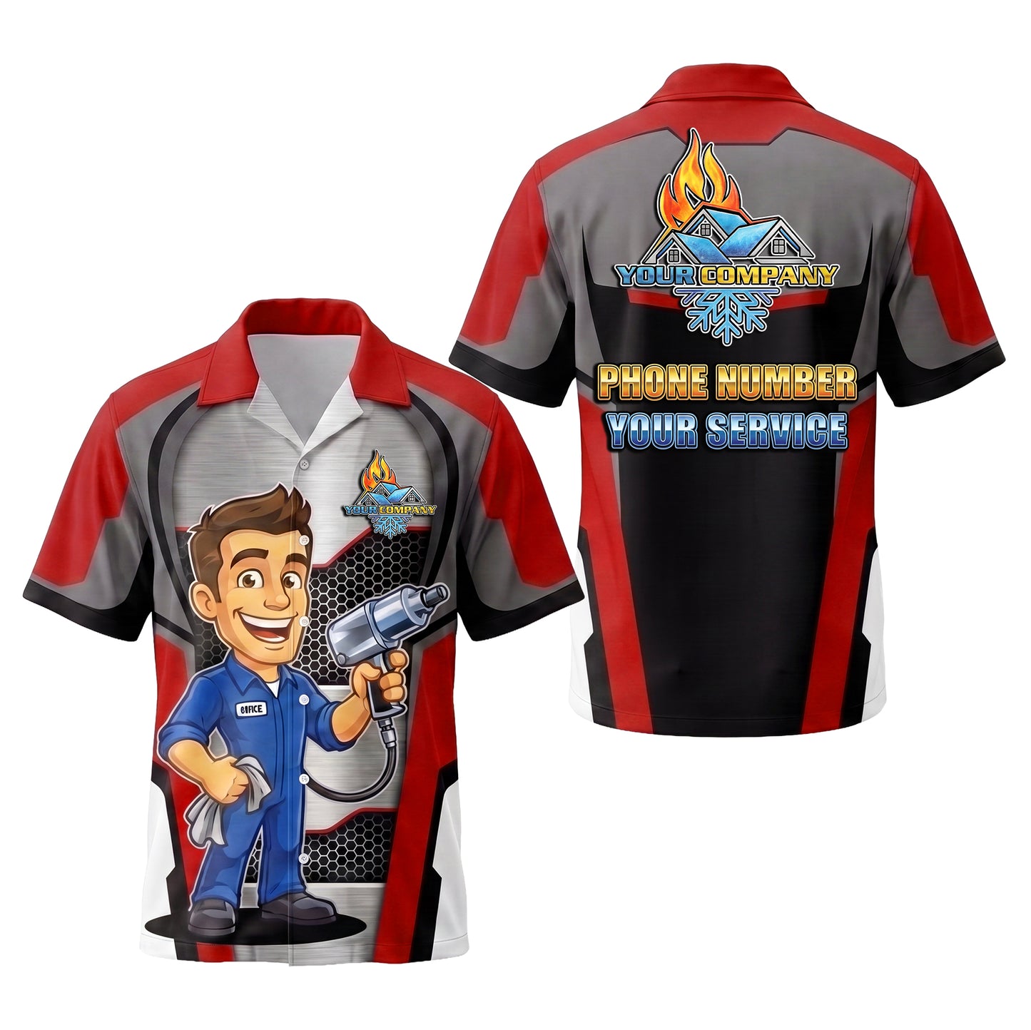 Impact Wrench Mechanic Red Mechanic mascot shirt MEMC01R - key