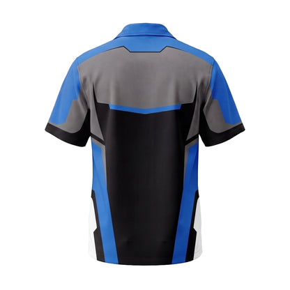 Nail Gun Roofer Blue Roofer mascot shirt ROMC01B - back