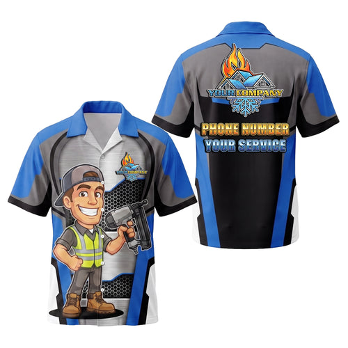 Nail Gun Roofer Blue Roofer mascot shirt ROMC01B - key