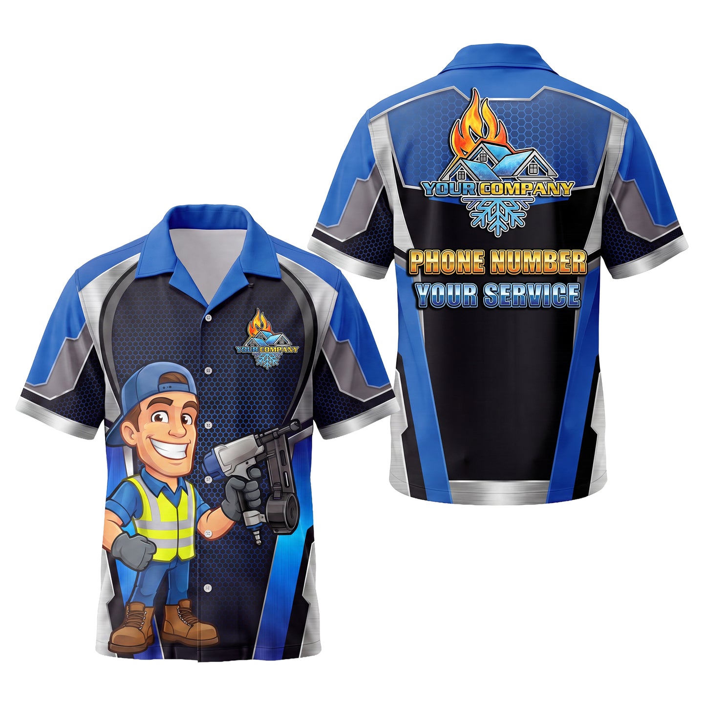 Coil Nailer Roofer Blue Roofer mascot shirt ROMC02B - key