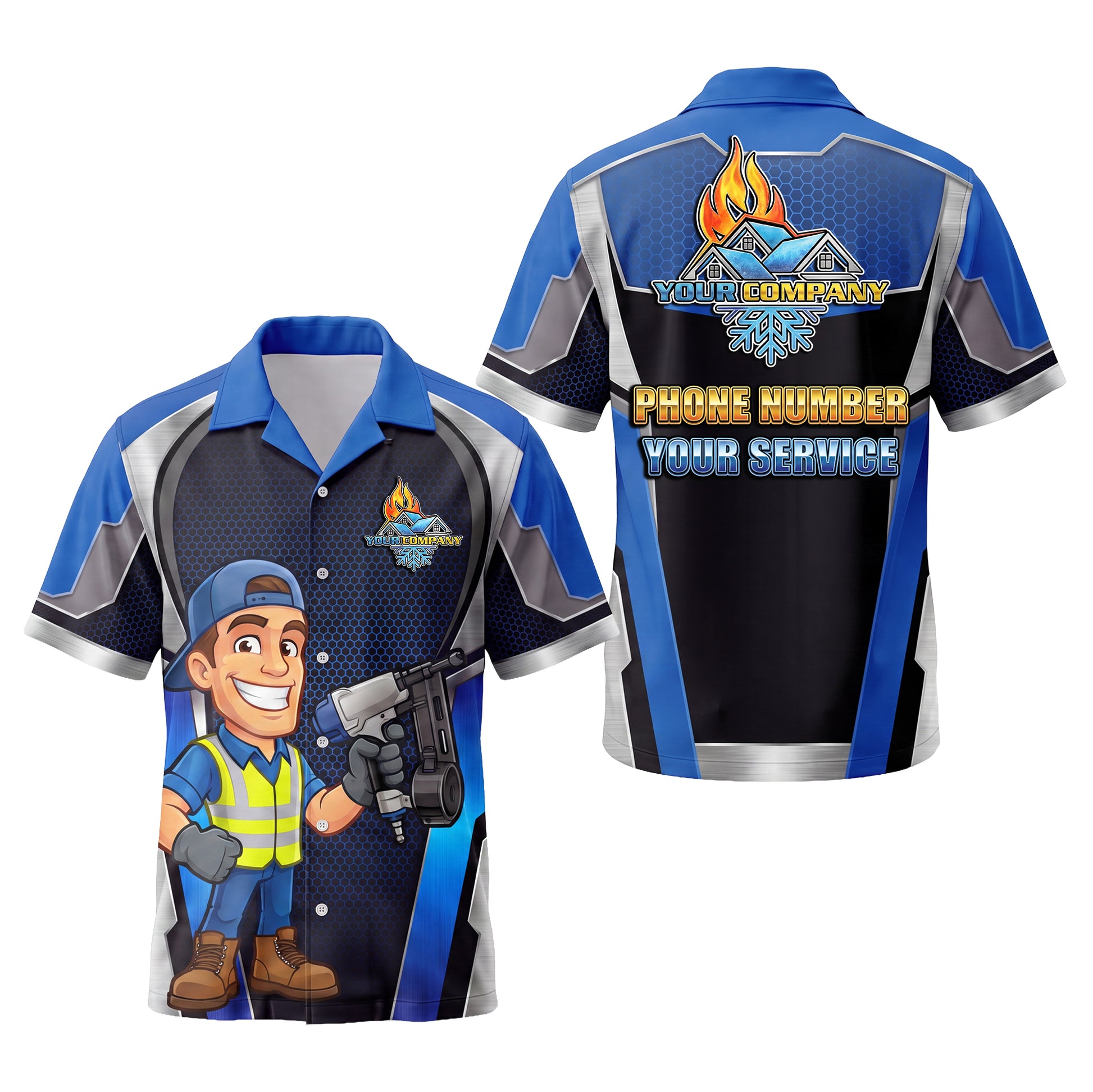 Coil Nailer Roofer Blue Roofer mascot shirt ROMC02B - key