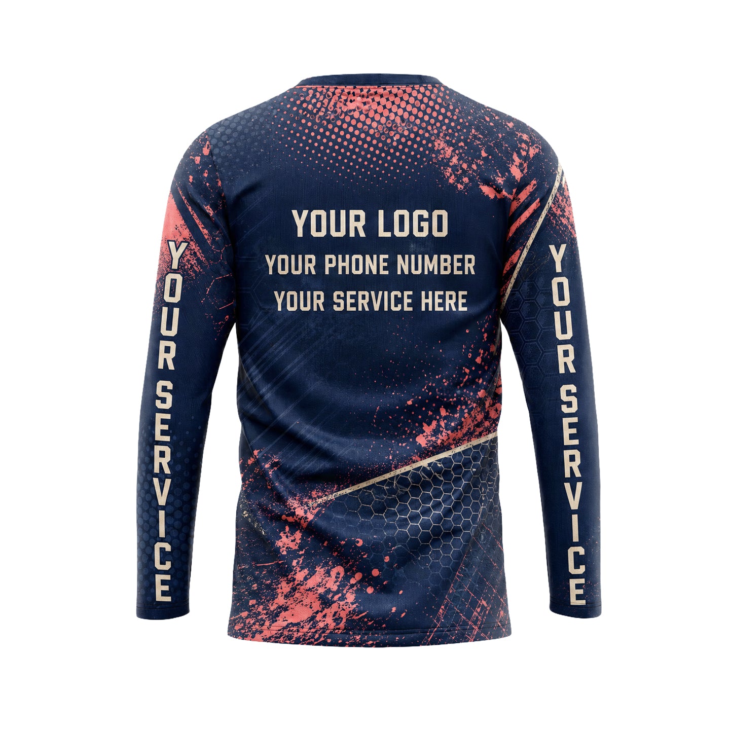 Navy Coral Grunge pest control abstract shirt PCABSV0009 - back