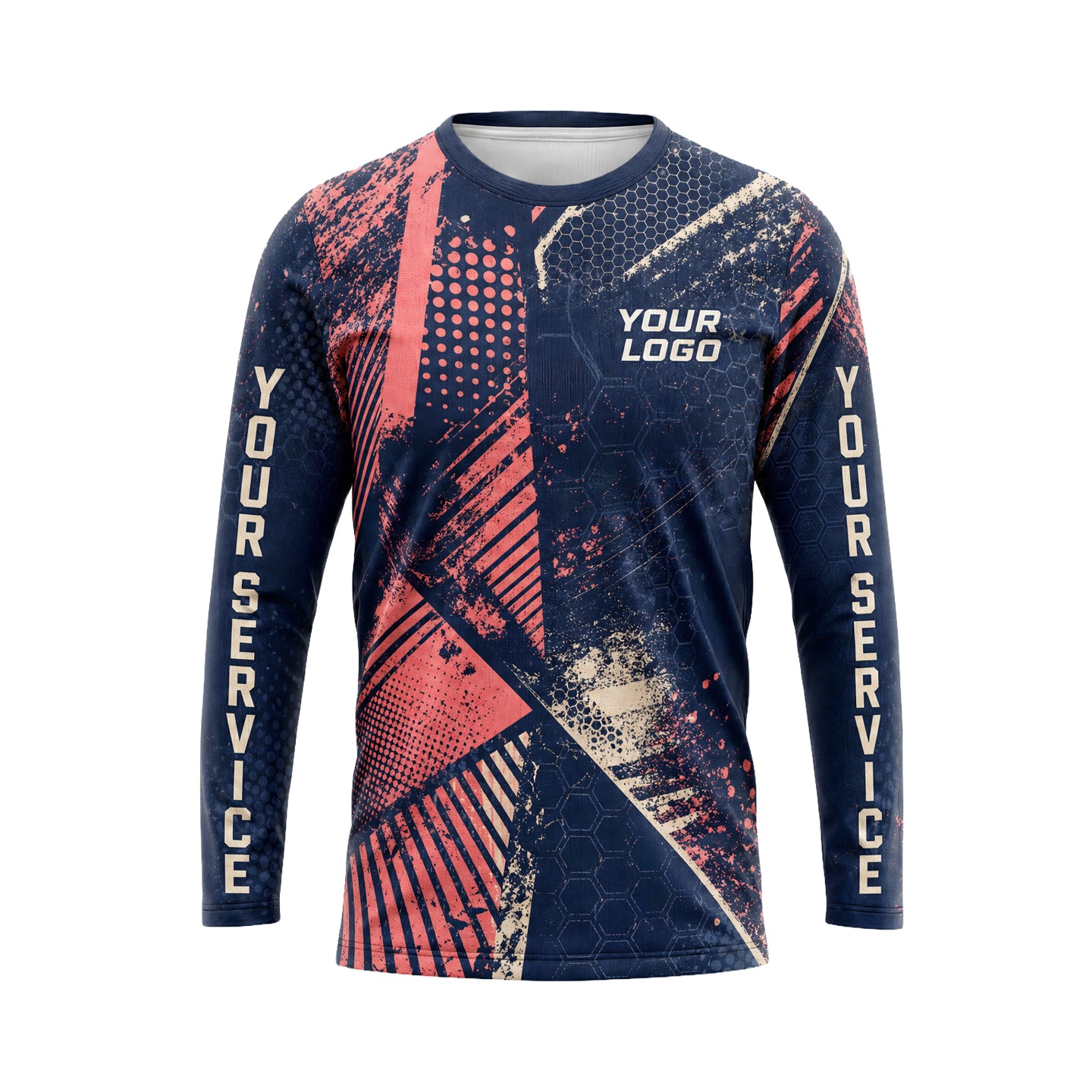 Navy Coral Grunge pest control abstract shirt PCABSV0009 - front