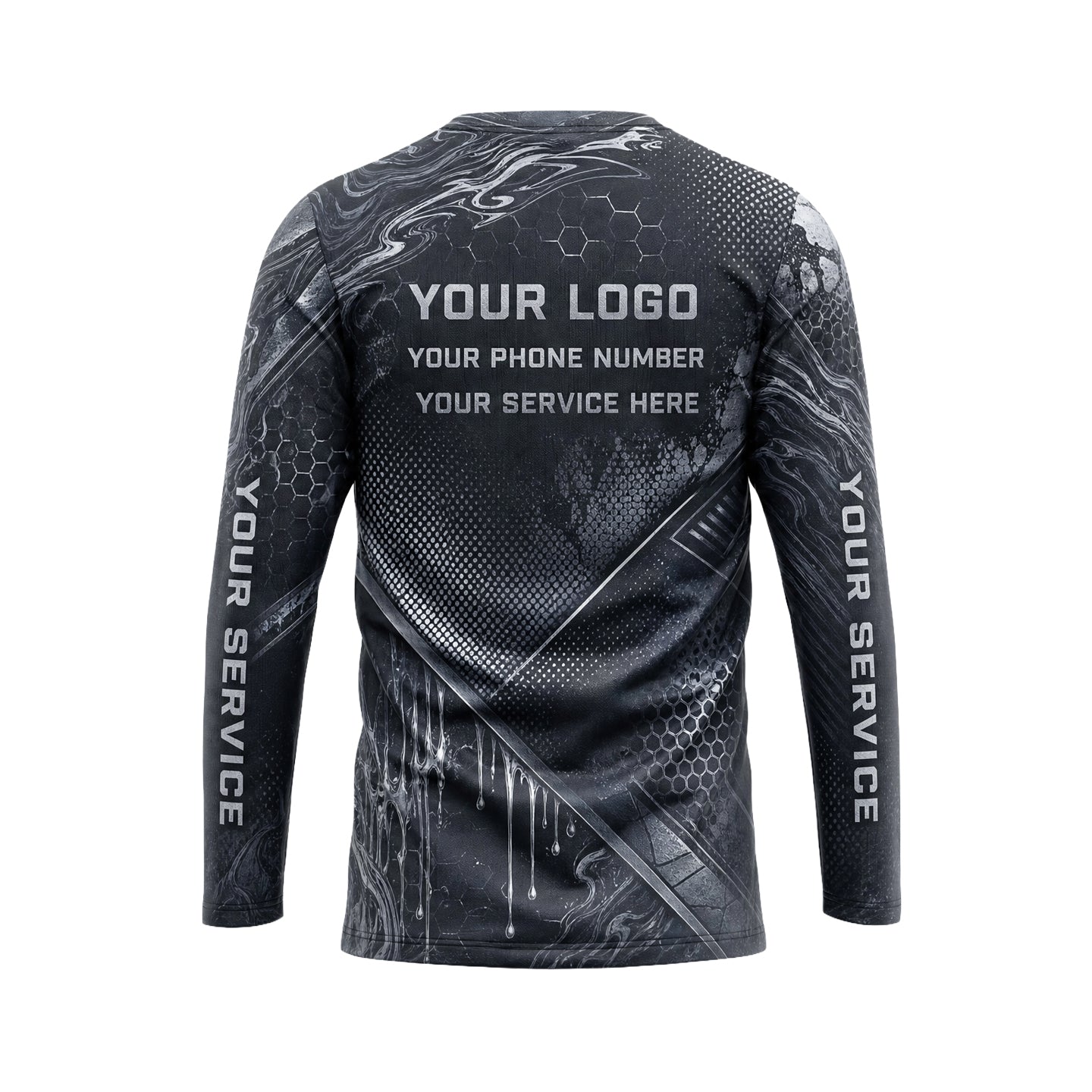 Monochrome Liquid Steel pest control abstract shirt PCABSV0010 - back
