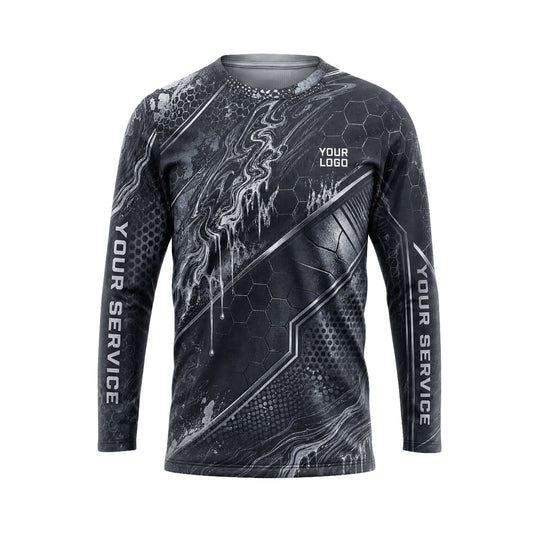 Monochrome Liquid Steel pest control abstract shirt PCABSV0010 - front