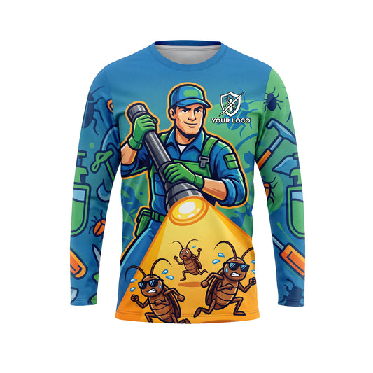Flashlight Roach Chase pest control shirt PCMC01 - front