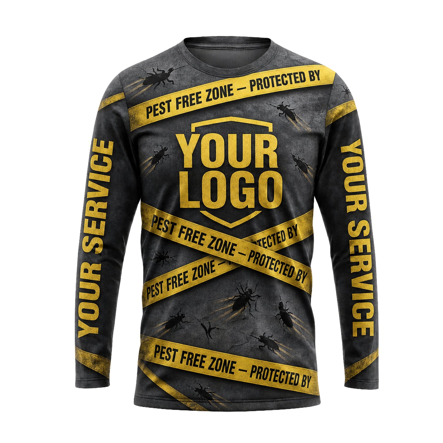 Pest Free Zone Caution Tape pest control shirt PCSG16 - front