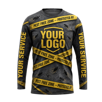 Pest Free Zone Caution Tape pest control shirt PCSG16 - front