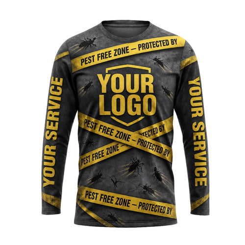 Pest Free Zone Caution Tape pest control shirt PCSG16 - front