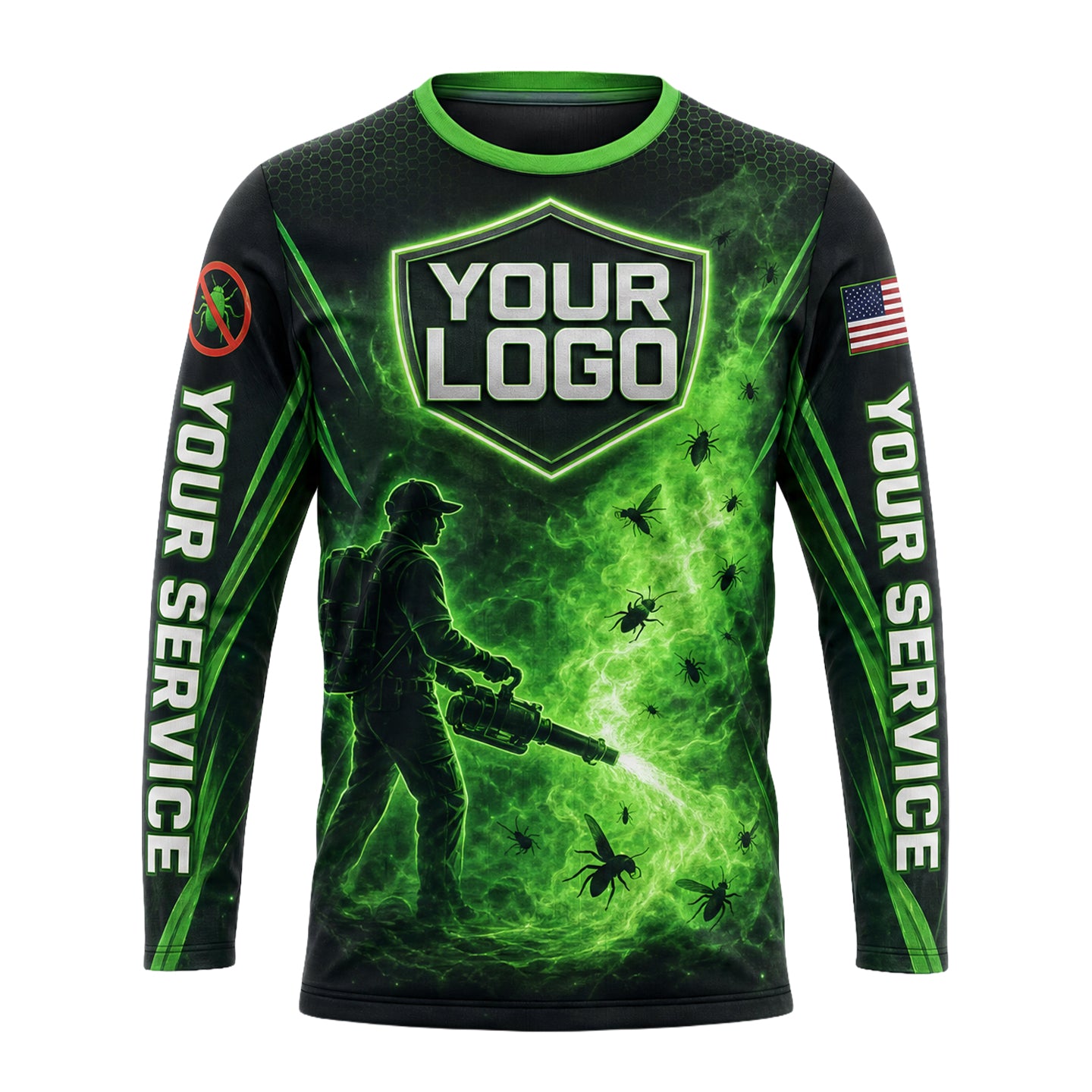 Radioactive Green Fogger pest control shirt PCST07 - front