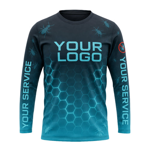 Teal Hex Nest Glow pest control shirt PCST12 - front
