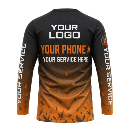 Orange Swarm Honeycomb Blitz pest control shirt PCST13 - back