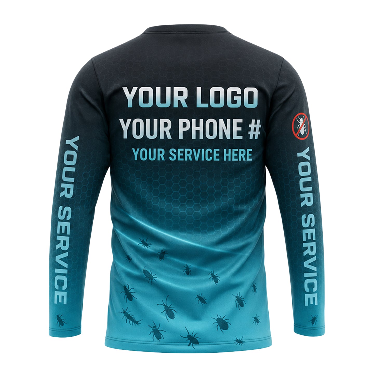 Cyan Pest Swarm Vortex pest control shirt PCST16 - back