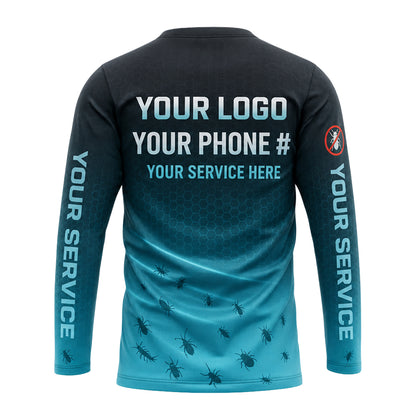 Cyan Pest Swarm Vortex pest control shirt PCST16 - back
