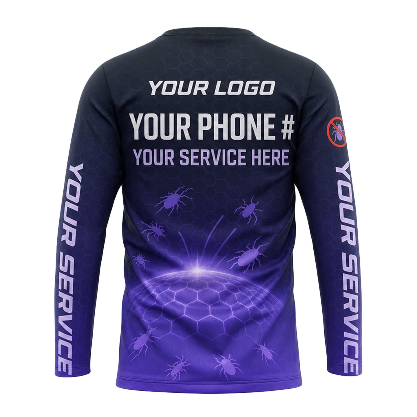 Violet Hex Dome Shield pest control shirt PCST17 - back