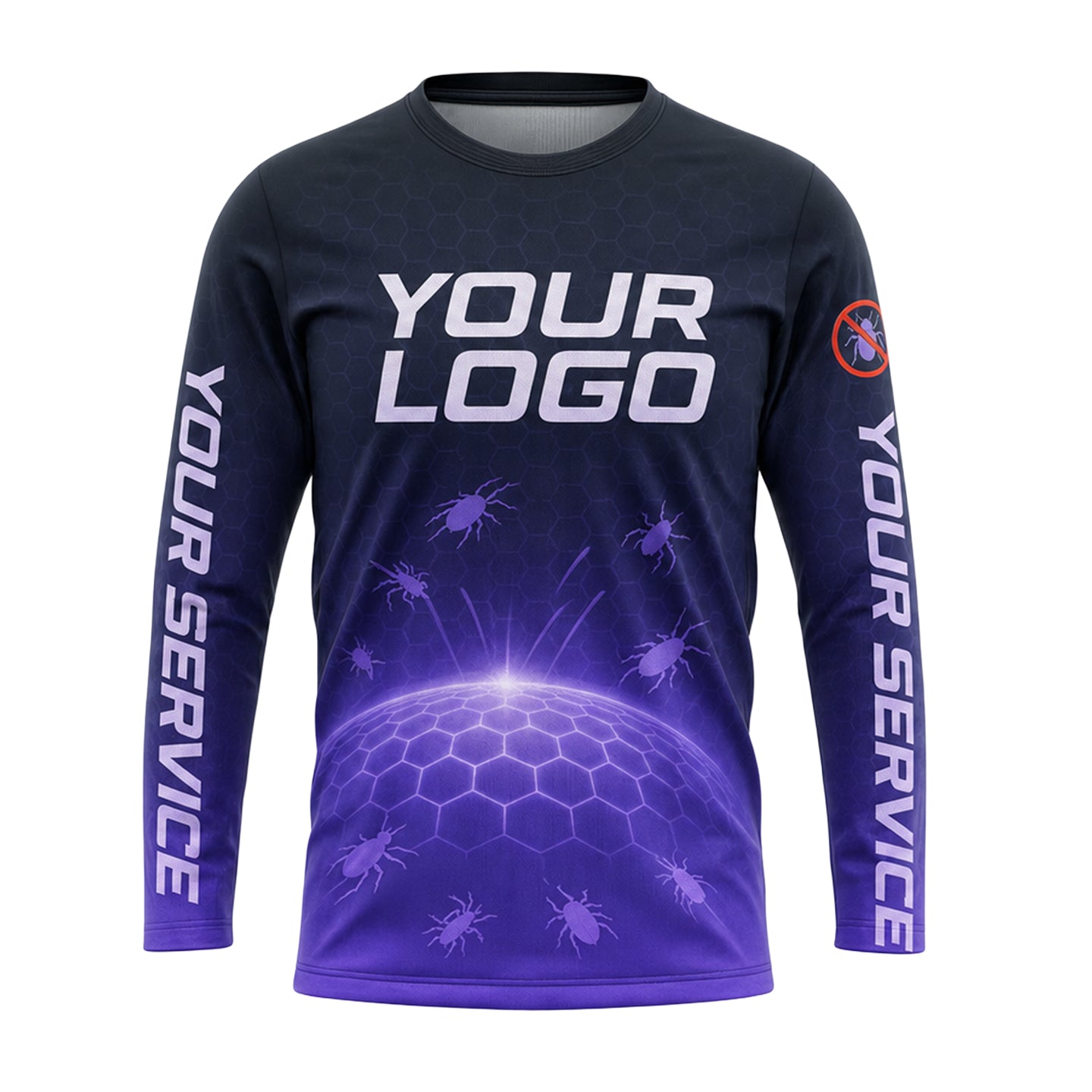 Violet Hex Dome Shield pest control shirt PCST17 - front