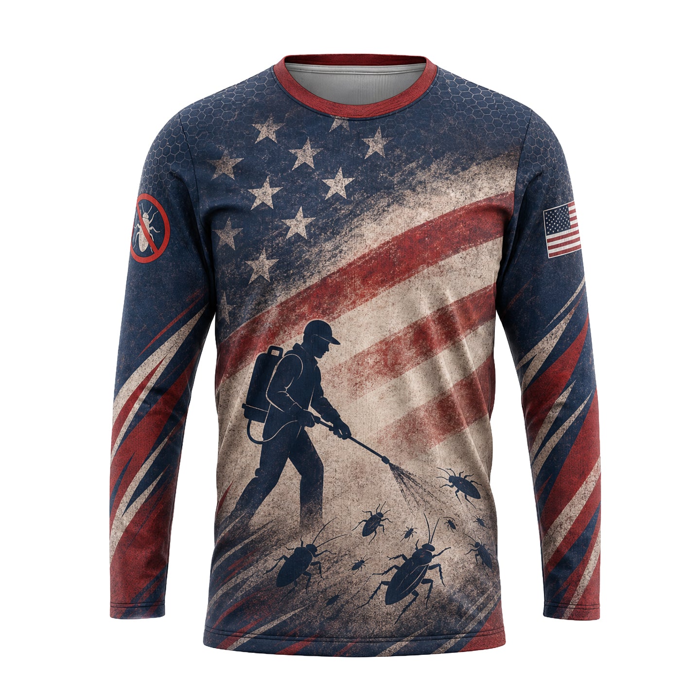 Vintage Flag Bug Blast pest control shirt PCUP01 - front