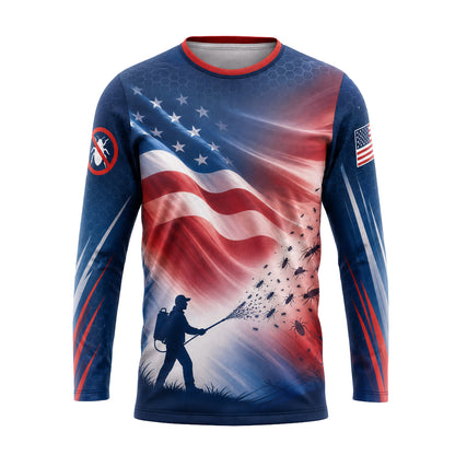 Star-Spangled Bug Sweep pest control shirt PCUP06 - front