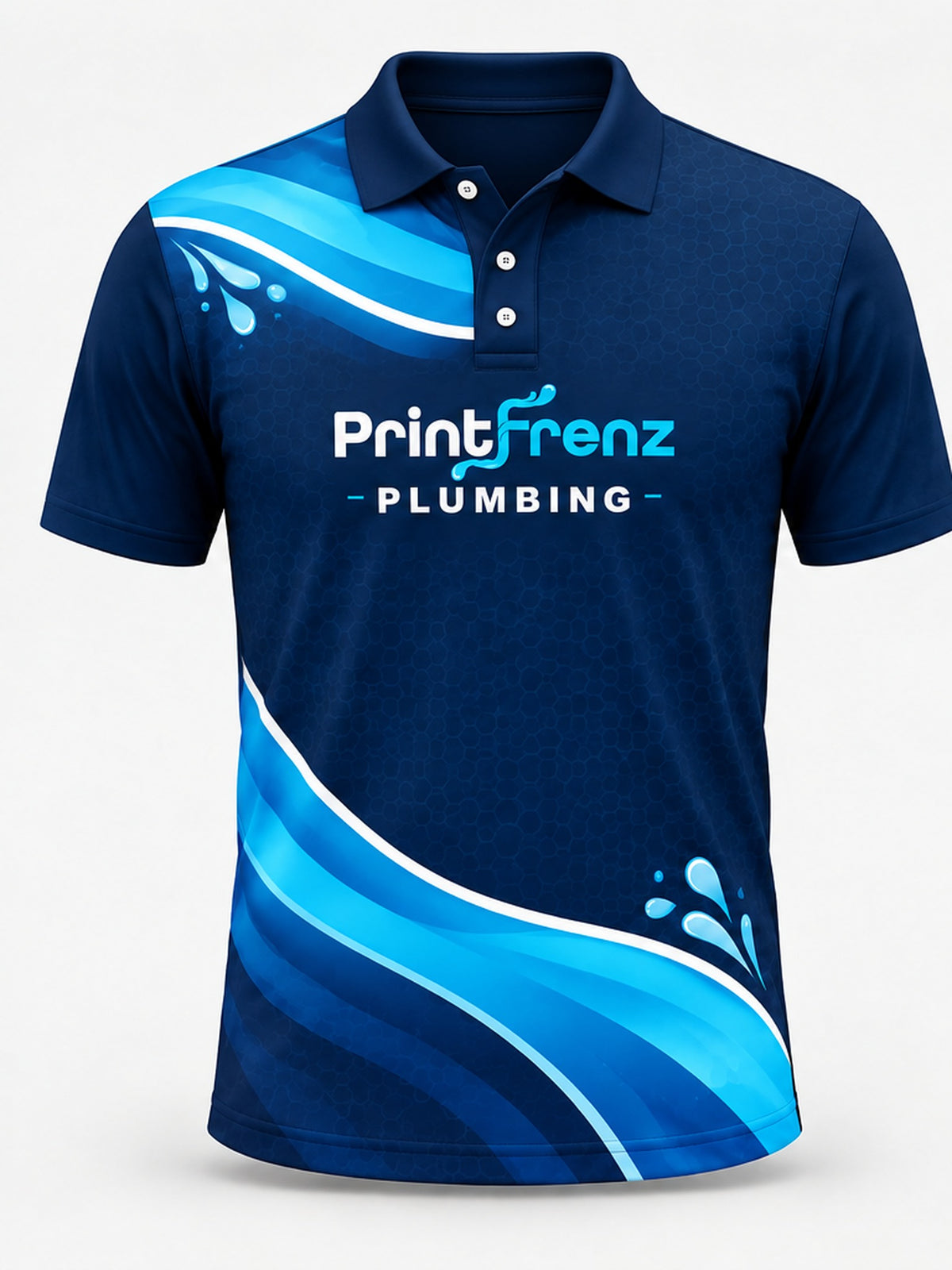 PLP002 - Custom Plumbing Polo - Navy Waves - front