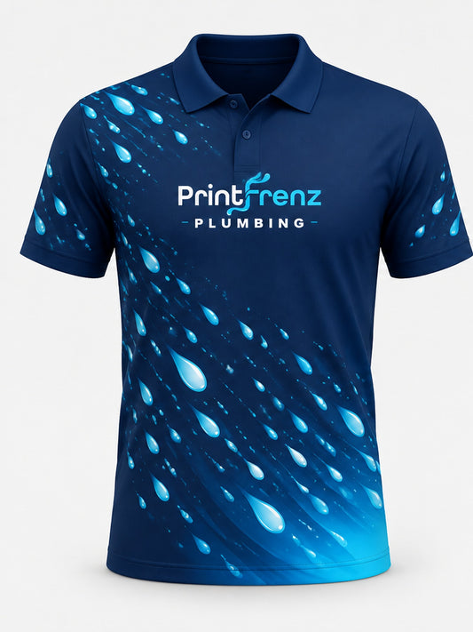 PLP007 - Custom Plumbing Polo - Droplet Rain - front