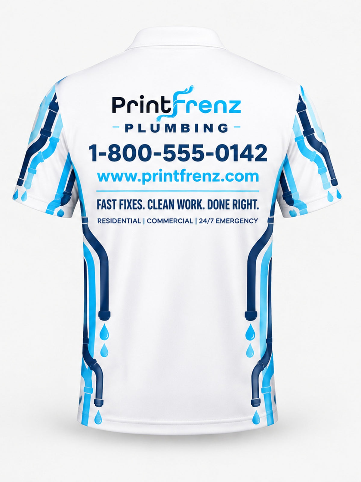 PLP008 - Custom Plumbing Polo - Pipe Lines - back