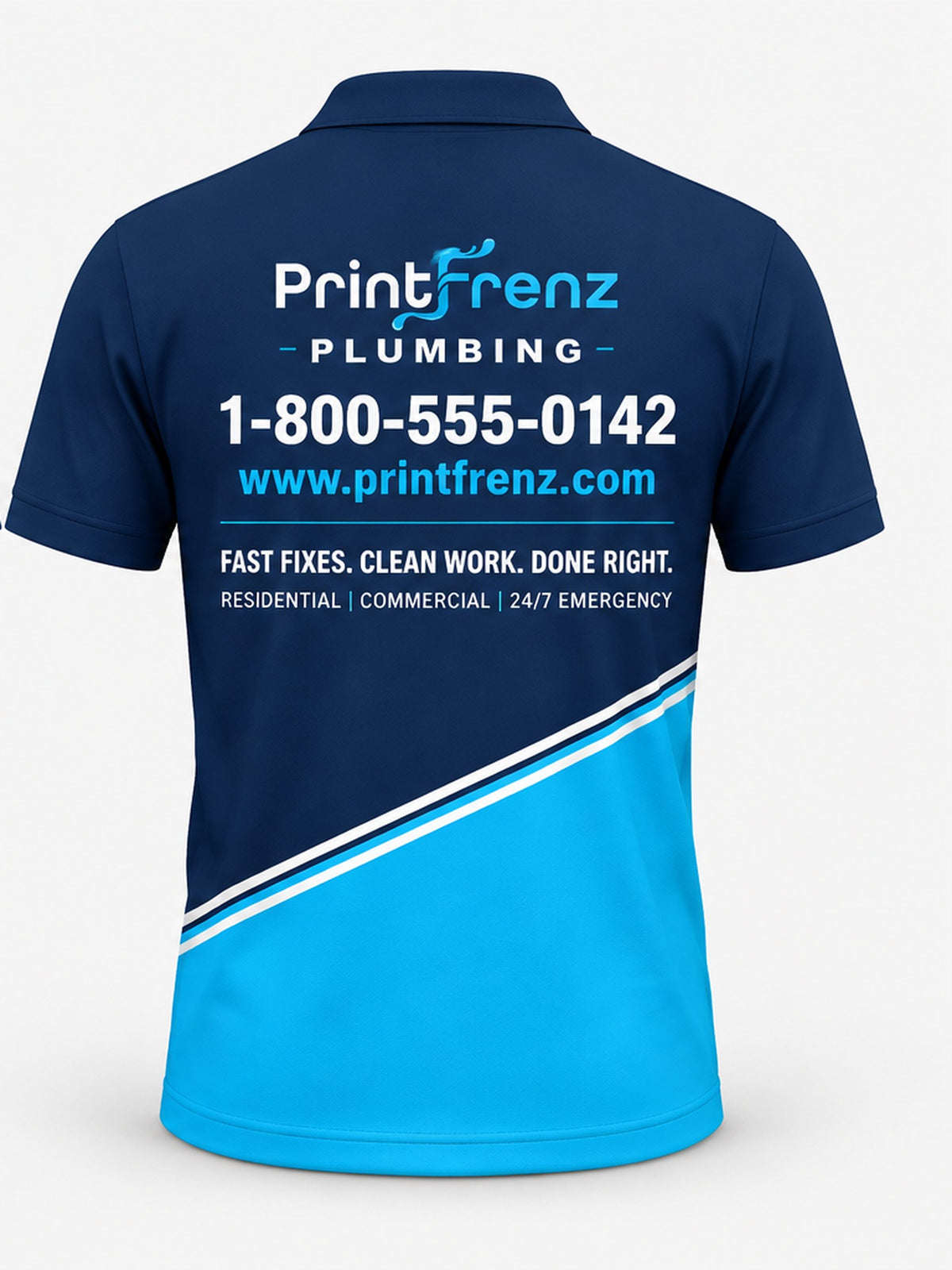 PLP010 - Custom Plumbing Polo - Diagonal Split - back