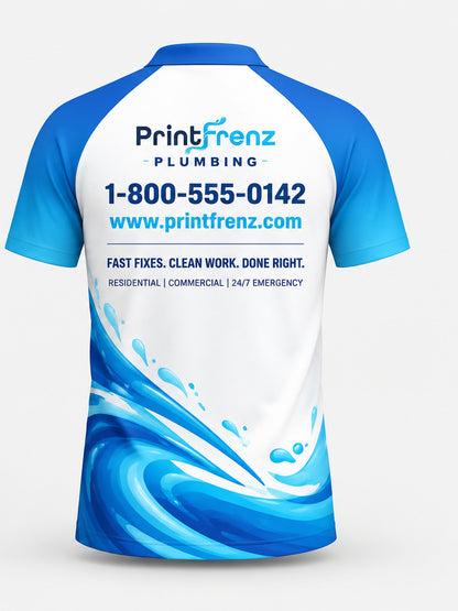 PLP011 - Custom Plumbing Polo - Water Swirl - back