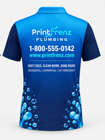 PLP018 - Custom Plumbing Polo - Ocean Bubbles - back