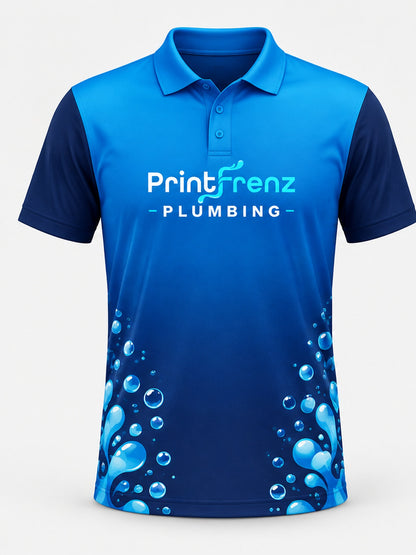 PLP018 - Custom Plumbing Polo - Ocean Bubbles - front