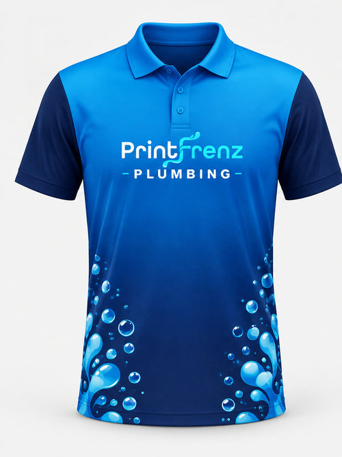 PLP018 - Custom Plumbing Polo - Ocean Bubbles - front