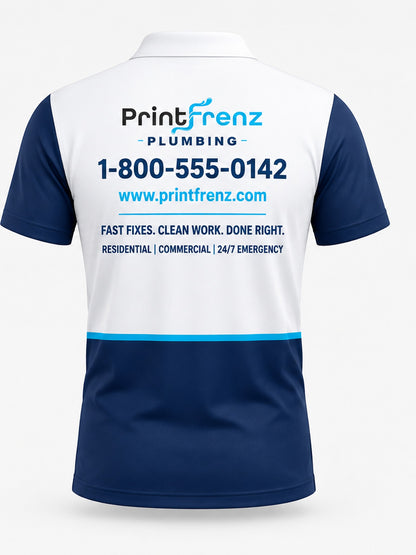 PLP019 - Custom Plumbing Polo - Color Block - back