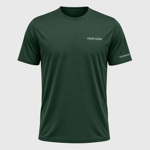 Solid Forest Green custom pressure washing shirt — logo printed front, back and sleeves