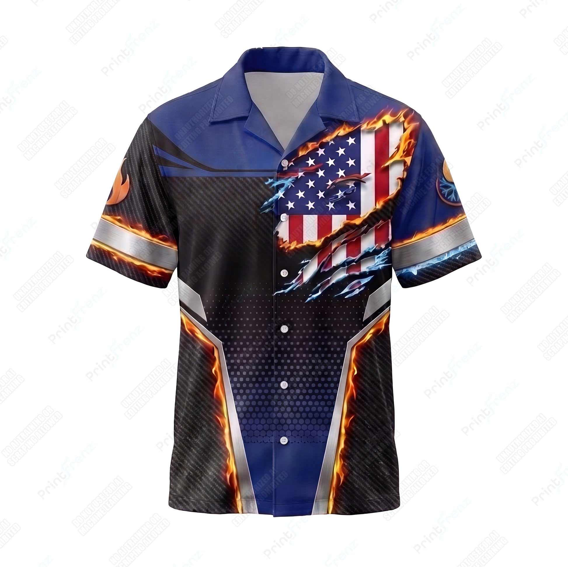 Old Glory Frost Blue patriotic HVAC shirt USP00B - front