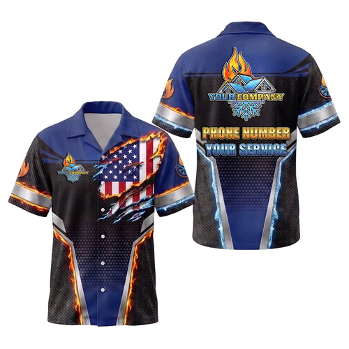 Old Glory Frost Blue patriotic HVAC shirt USP00B - key