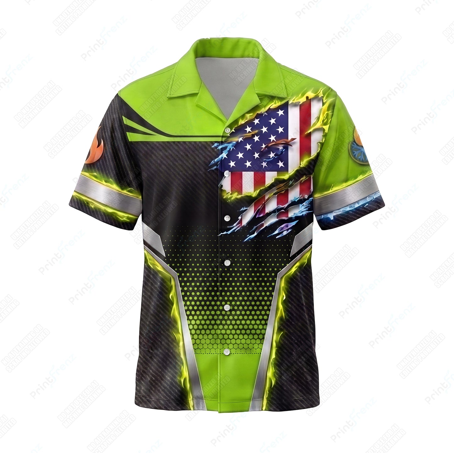 Old Glory Voltage Lime patriotic HVAC shirt USP00L - front