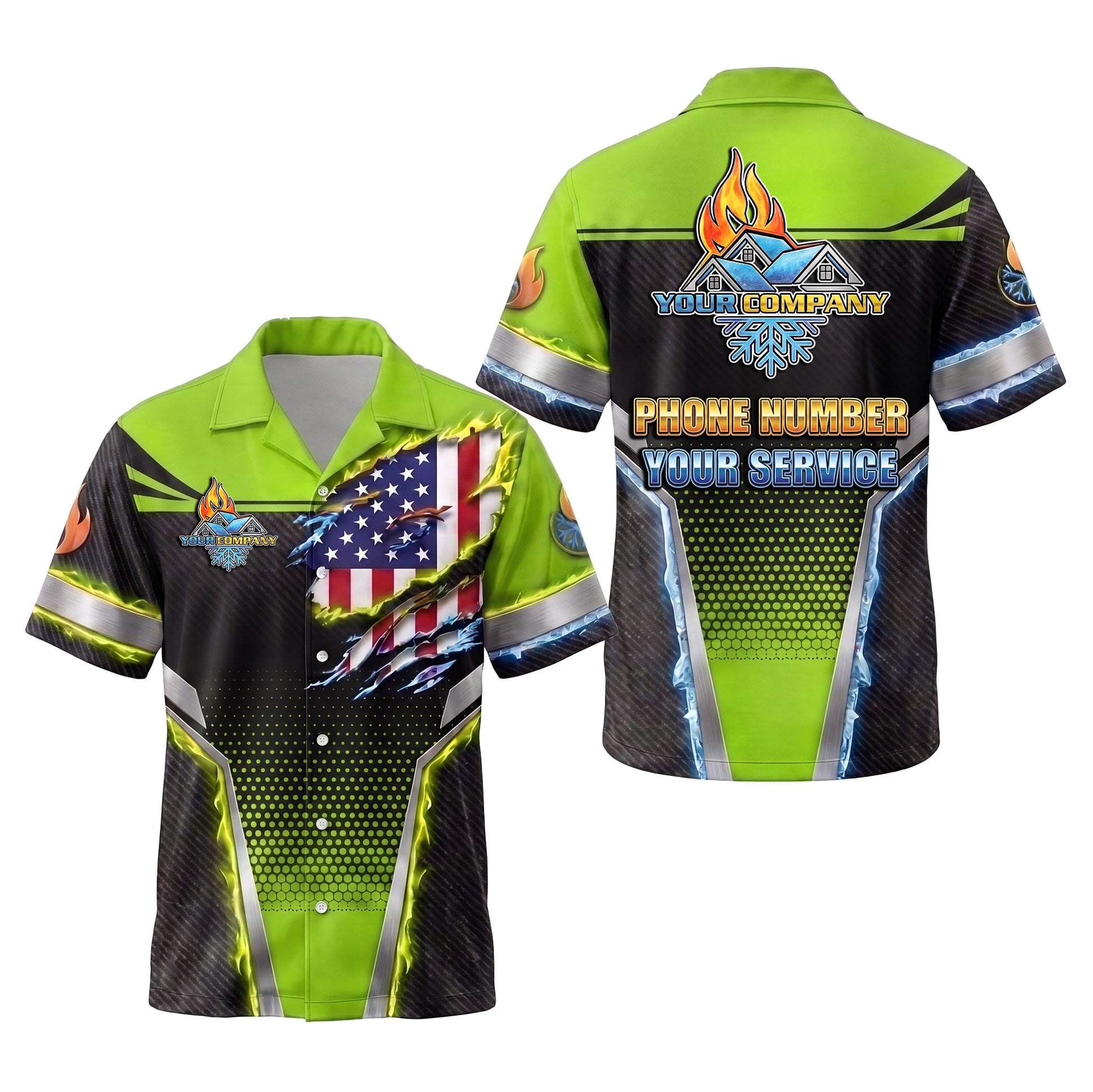 Old Glory Voltage Lime patriotic HVAC shirt USP00L - key