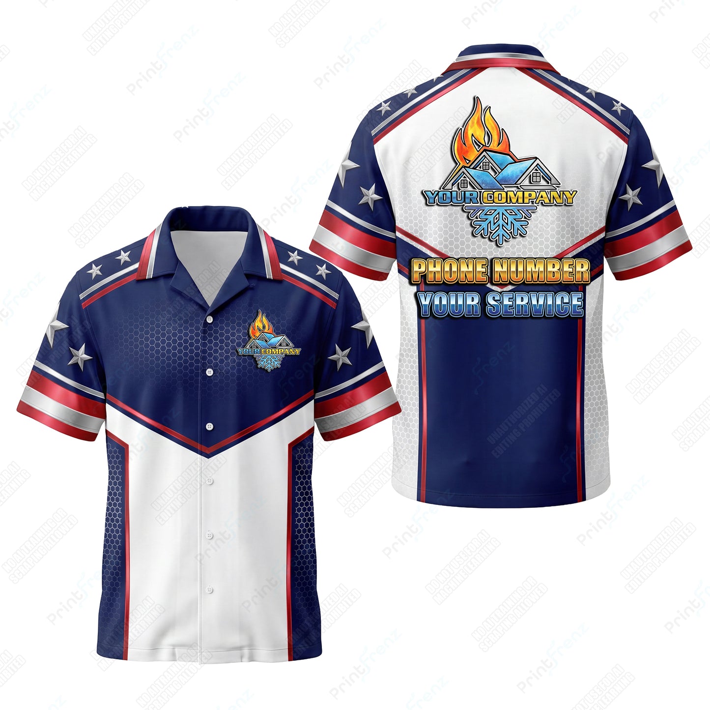 Liberty Fire Ice Steel patriotic HVAC shirt USP01 - key