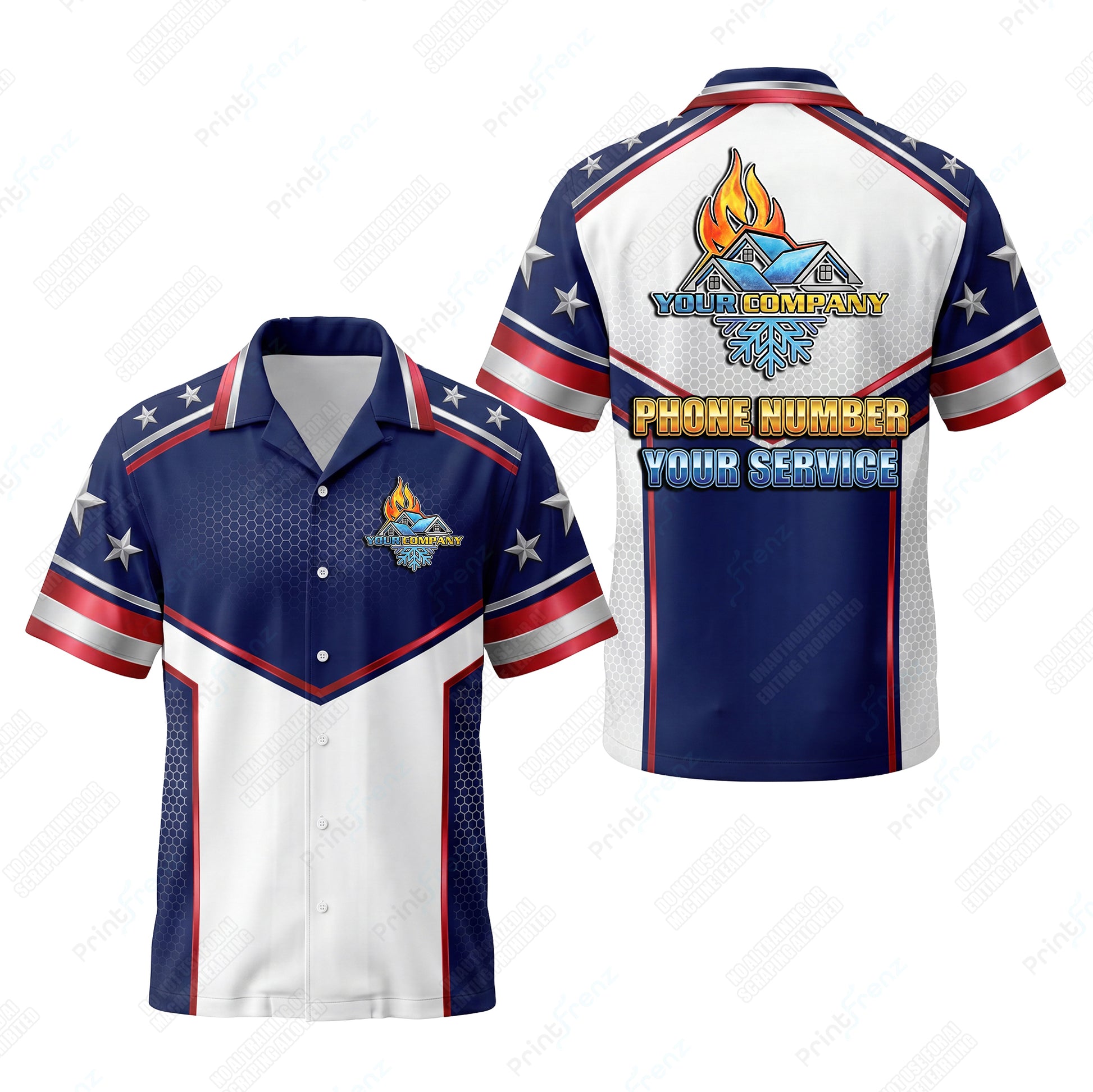 Liberty Fire Ice Steel patriotic HVAC shirt USP01 - key