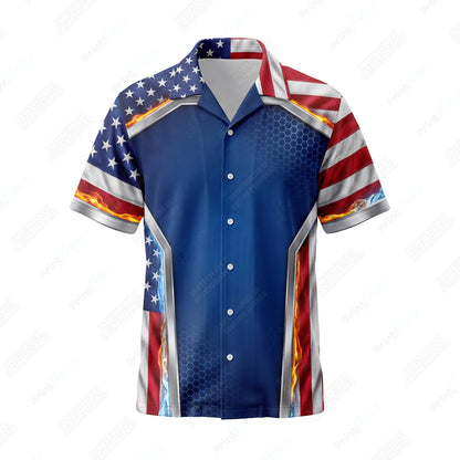 Patriot Flame Chevron patriotic HVAC shirt USP02 - front