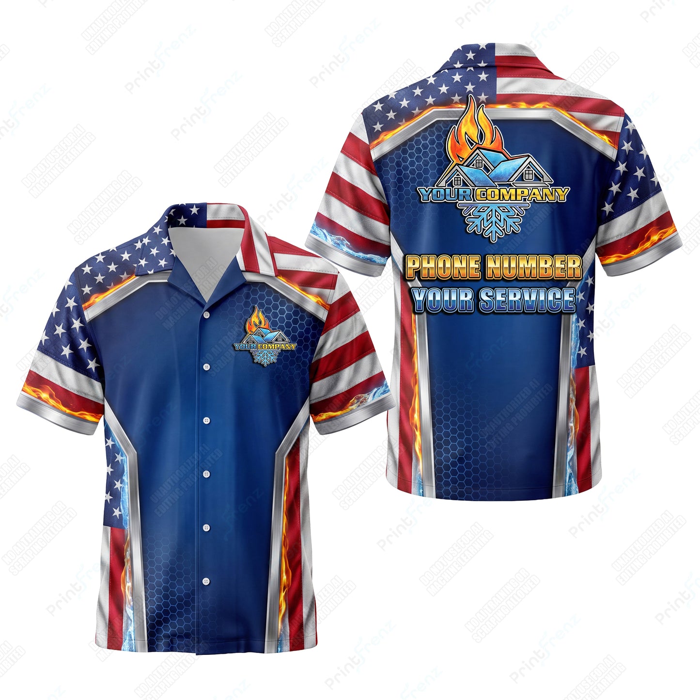 Patriot Flame Chevron patriotic HVAC shirt USP02 - key