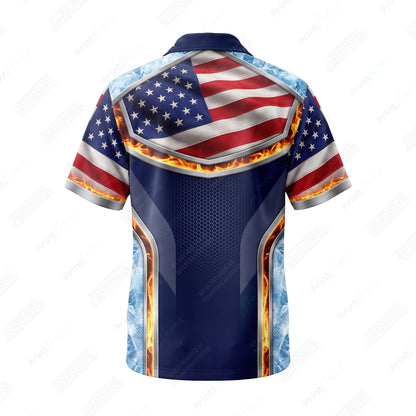Stars & Stripes Silver Cross patriotic HVAC shirt USP03 - back