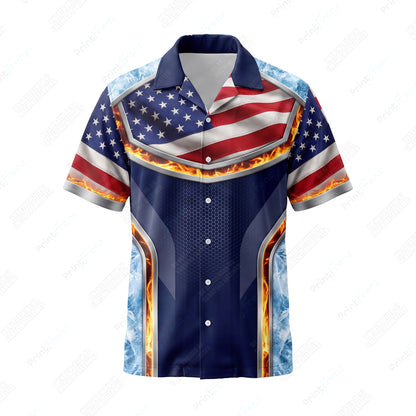 Stars & Stripes Silver Cross patriotic HVAC shirt USP03 - front