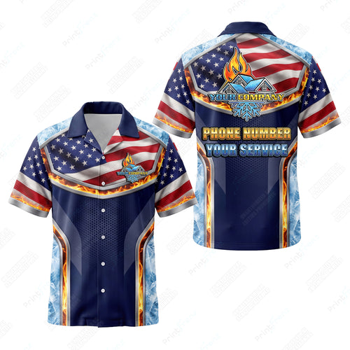 Stars & Stripes Silver Cross patriotic HVAC shirt USP03 - key