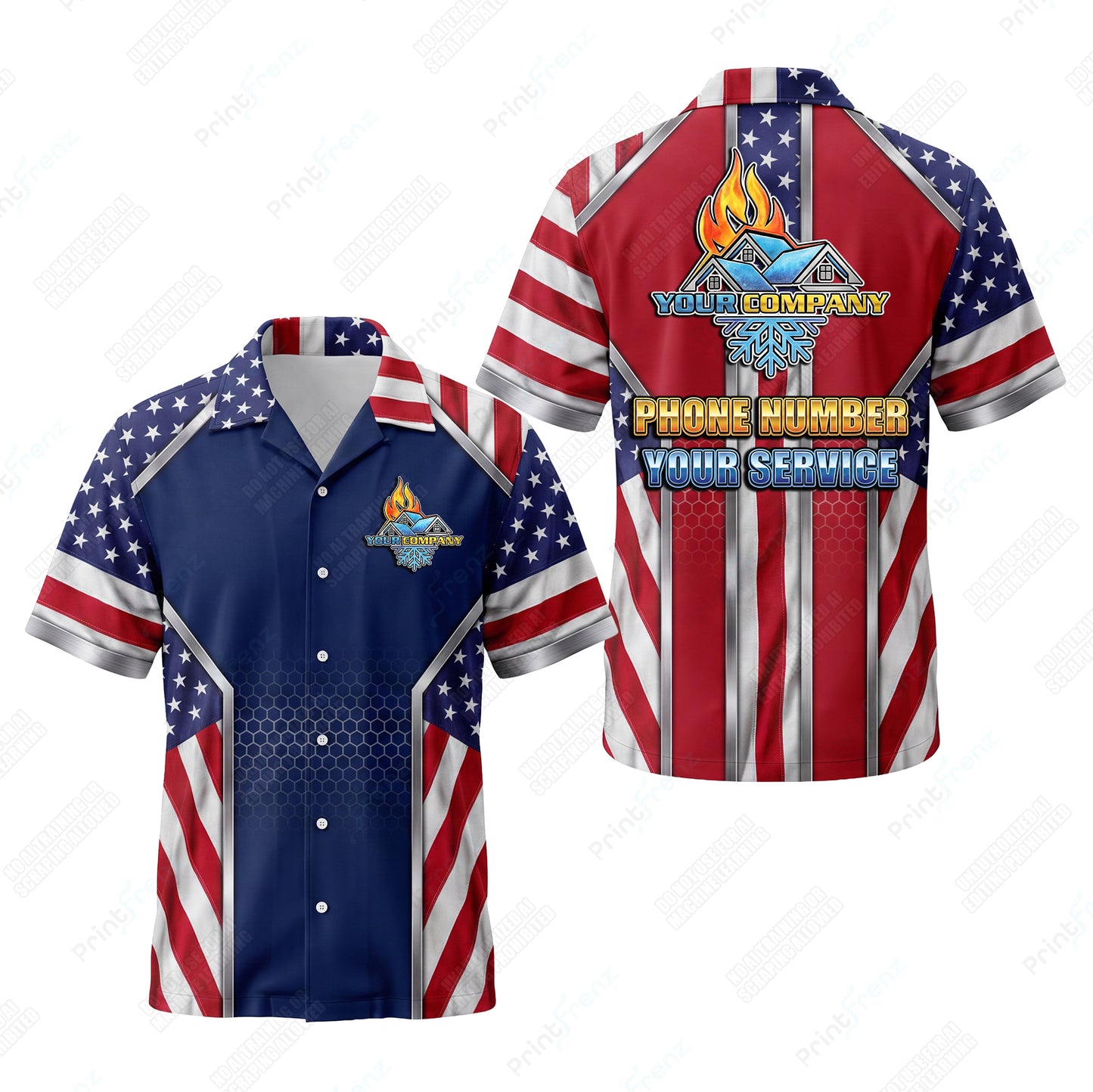 Freedom Center Stripe patriotic HVAC shirt USP04 - key
