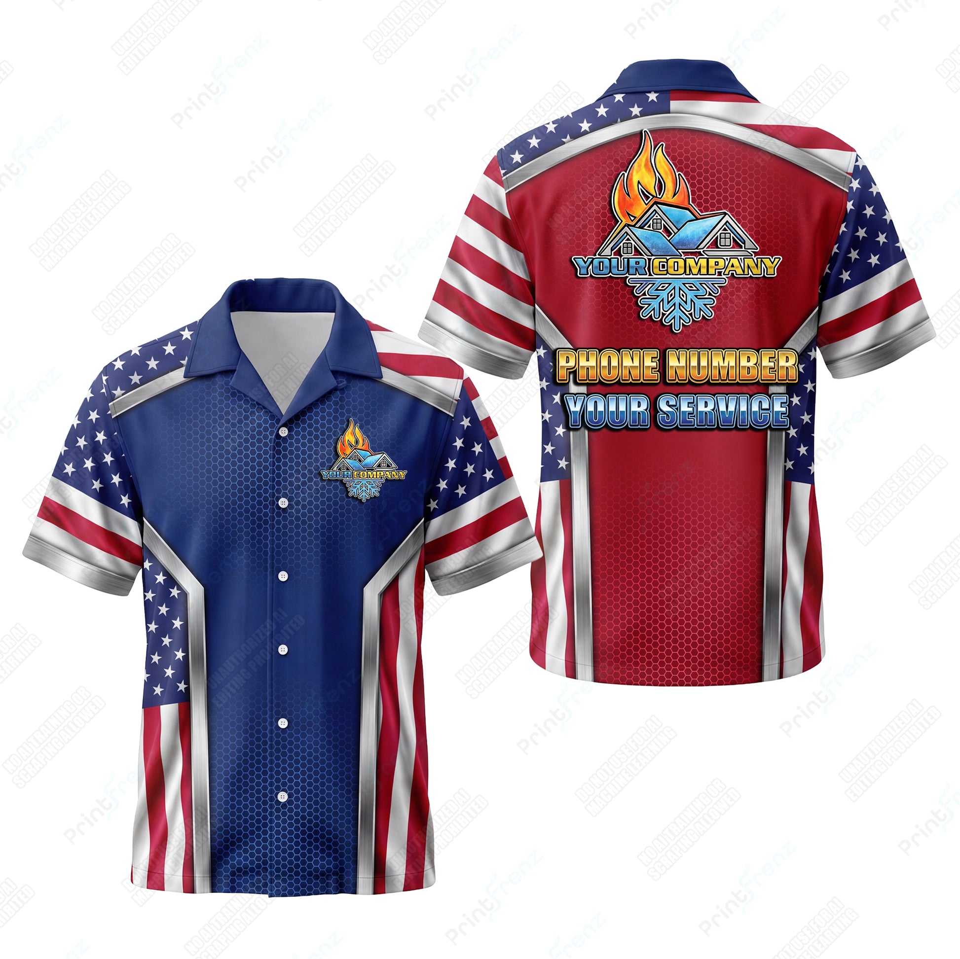 United Steel Drape patriotic HVAC shirt USP07 - key