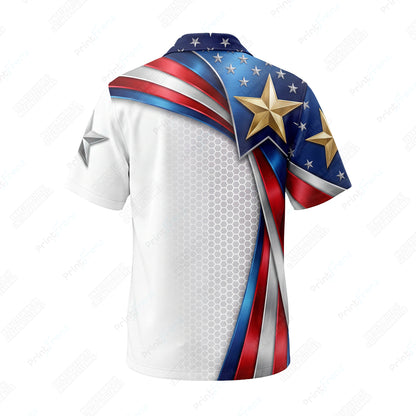 Gold & Silver Star Swirl patriotic HVAC shirt USP11 - back