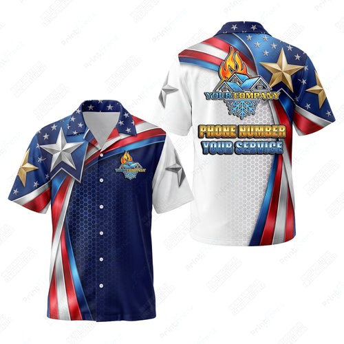 Gold & Silver Star Swirl patriotic HVAC shirt USP11 - key