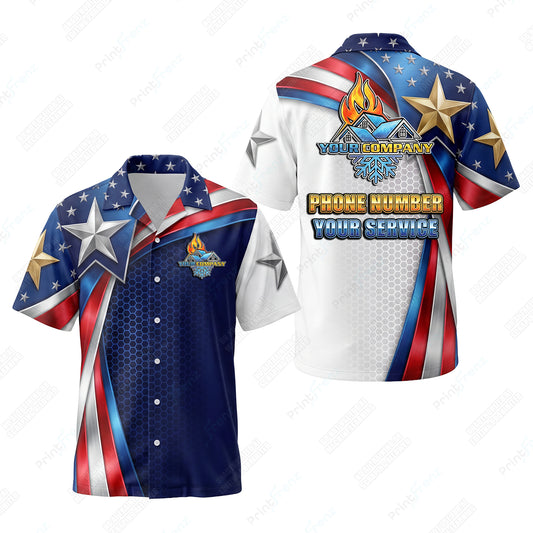 Gold & Silver Star Swirl patriotic HVAC shirt USP11 - key